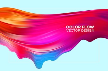 Wall Mural - Modern colorful flow poster. Wave Liquid shape in blue color background. Art design for your design project. Vector illustration EPS10