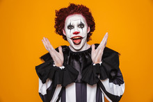 Funny Clown Looking Camera With Happiness Isolated