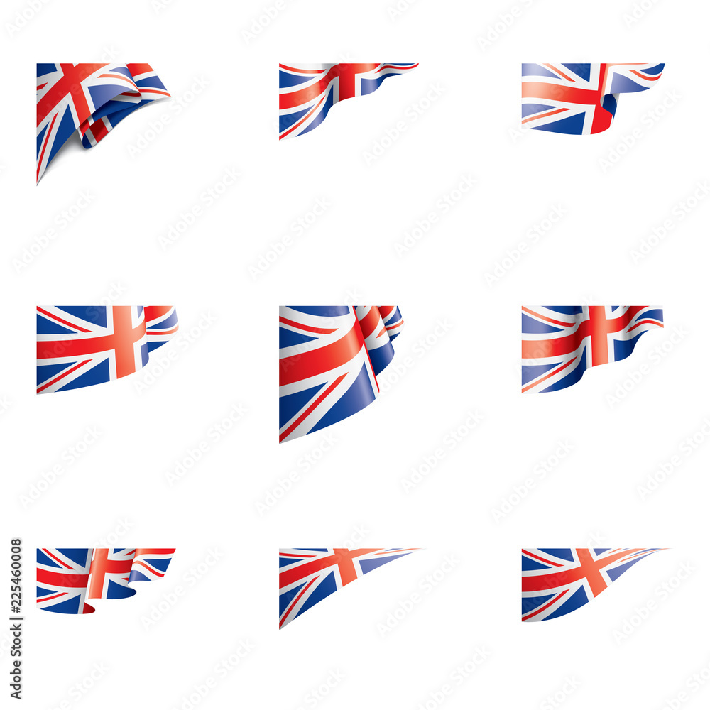 United Kingdom flag, vector illustration on a white background - obrazy, fototapety, plakaty 