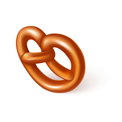 Sticker - Soft pretzel icon. Realistic illustration of soft pretzel vector icon for web design isolated on white background