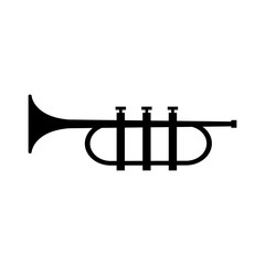 music trumpet icon, logo on white background