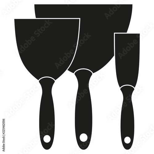 Valokuva Black and white metal spatula silhouette set