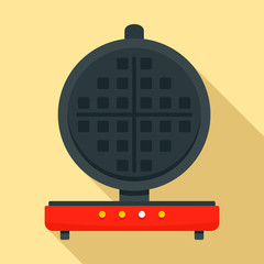 Sticker - Round waffle machine icon. Flat illustration of round waffle machine vector icon for web design