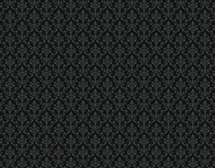 Wall Mural - black wallpaper with damask pattern