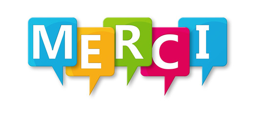 Wall Mural - Merci - letters written in beautiful boxes on white background