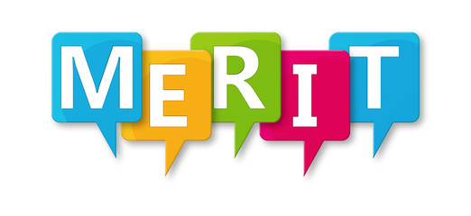 Wall Mural - Merit - letters written in beautiful boxes on white background