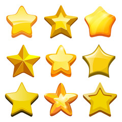 Wall Mural - game cartoon stars. crystal golden gui buttons icons and status bar vector mobile gaming template. s