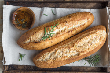 Canvas Print - Homemade bread with rosemary