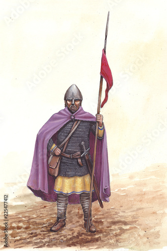 Fotografía Medieval infantry. German (ottonic) knight, 955.