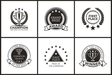 Wall Mural - grand prize of champion monochrome logotypes set
