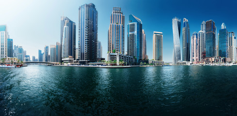 Wall Mural - Panoramic view to Dubai Marina Promenade, UAE