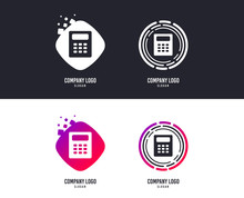Logotype Concept. Calculator Sign Icon. Bookkeeping Symbol. Logo Design. Colorful Buttons With Icons. Vector