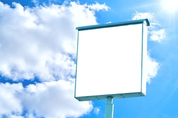 Billboard - Square Blank Billboard with empty screen and beautiful cloudy sky for outdoor advertising poster,Copy space banner ready for your advertisement design or mock up text.Business Concept.