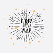 Hand Drawn Happy New Year Greeting Card with vector firework