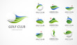 Golf club icons, symbols, elements and logo collection
