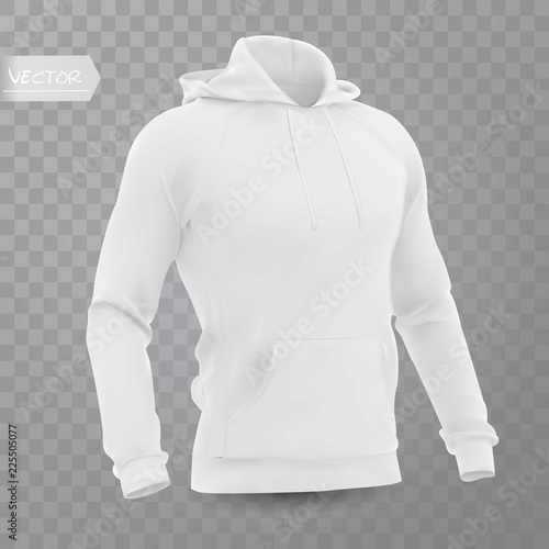 White Men S Hooded Sweatshirt Mockup In Front Isolated On A Gray Background 3d Realistic Vector Illustration Pattern Formal Or Casual Sweatshirt Buy This Stock Vector And Explore Similar Vectors At Adobe