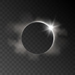 © Kateina - Vector realistic eclipse transparent effect with clouds and light rays on dark background