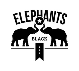 Wall Mural - Logo elephants silhouettes, sign emblem design