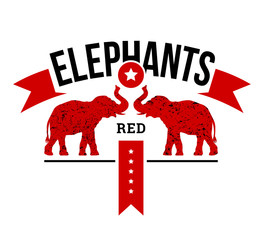 Wall Mural - Logo elephants silhouettes, sign emblem design