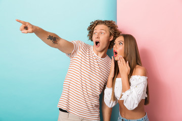 Wall Mural - Portrait of a shocked young couple