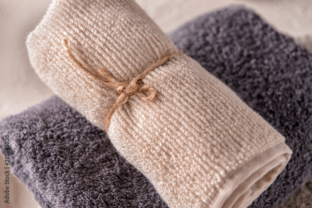 Clean soft towels, closeup