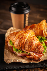 Wall Mural - Classic BLT croissant sandwiches