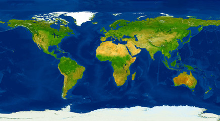 Fototapete - XXL size physical world map illustration. Primary source, elements of this image furnished by NASA.