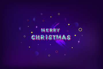 Wall Mural - Merry Christmas inscription. Handwritten lettering with decoration. Vector illustration. 