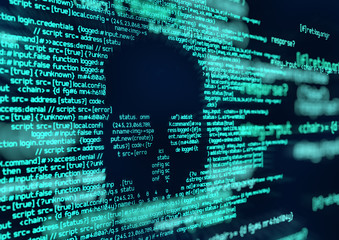 Wall Mural - hacking and virus attack computer code background