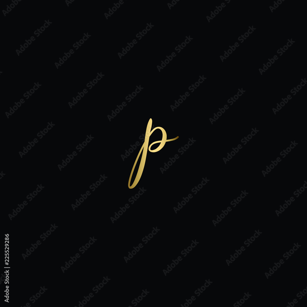 Luxury Hand Drawn Letter P Logo Design In Gold Color Stock Vector ...