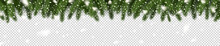 Fir Branches And Snowflakes On Checkered Background. Spruce Branches. Christmas Tree Branches. Can Be Used On Any Background. Vector Illustration