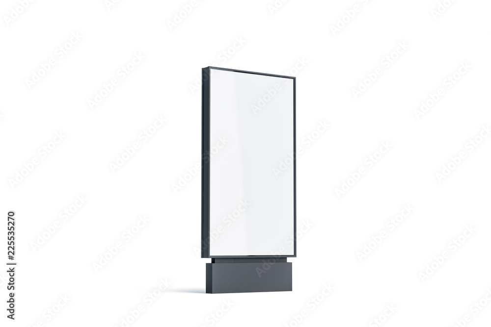 Blank white pylon mockup, side view, isolated, 3d rendering. Empty advertising billboard mock up. Clear outdoor poster template. Commercial outside baner for ad. - obrazy, fototapety, plakaty 