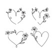 Vector of Hand Drawn Heart and Flower Doodles Ornamental 