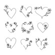 Vector of Hand Drawn Heart and Flower Doodles Ornamental 