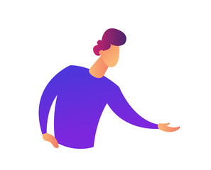 Sticker - Manager doing demonstrating gesture with hands vector illustration