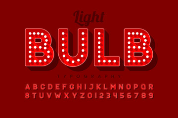 Wall Mural - Vintage light bulb font design, Broadway style alphabet letters and numbers