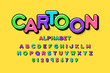 Colorful cartoon style font design, alphabet letters and numbers