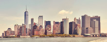 Retro Toned New York City Panorama, USA.