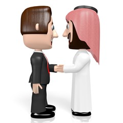 Canvas Print - 3D arab and businessman shaking hands - deal concept