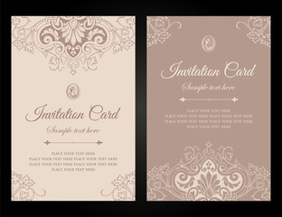 Wall Mural - Invitation card luxury template design in vintage style