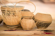 Thai OTOP product from dry Hygaliepa grass weave as basketry.