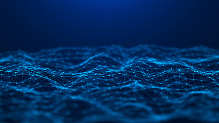 Poster - Abstract technology background. Network connection. Big data visualization. 4k rendering.