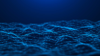 Poster - Abstract technology background. Network connection. Big data visualization. 4k rendering.