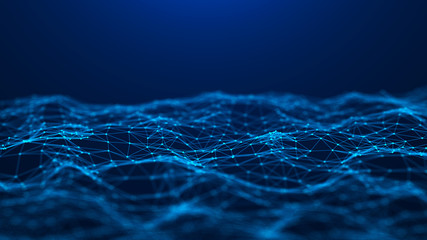 Fototapete - Abstract technology background. Network connection. Big data visualization. 4k rendering.