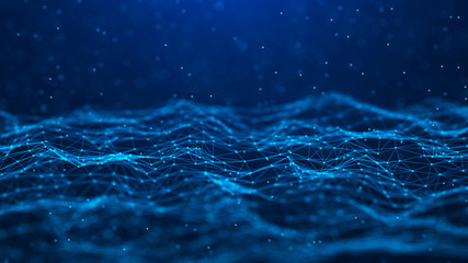 Poster - Abstract technology background. Network connection. Big data visualization. 4k rendering.