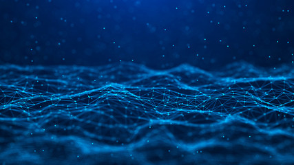 Fototapete - Abstract technology background. Network connection. Big data visualization. 4k rendering.