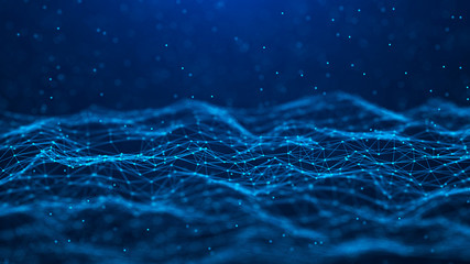 Poster - Abstract technology background. Network connection. Big data visualization. 4k rendering.
