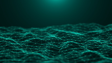 Fototapete - Abstract technology background. Network connection. Big data visualization. 4k rendering.