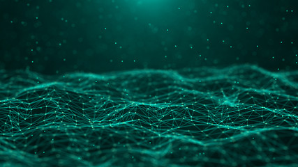 Poster - Abstract technology background. Network connection. Big data visualization. 4k rendering.