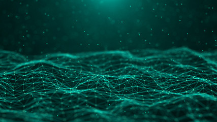 Poster - Abstract technology background. Network connection. Big data visualization. 4k rendering.